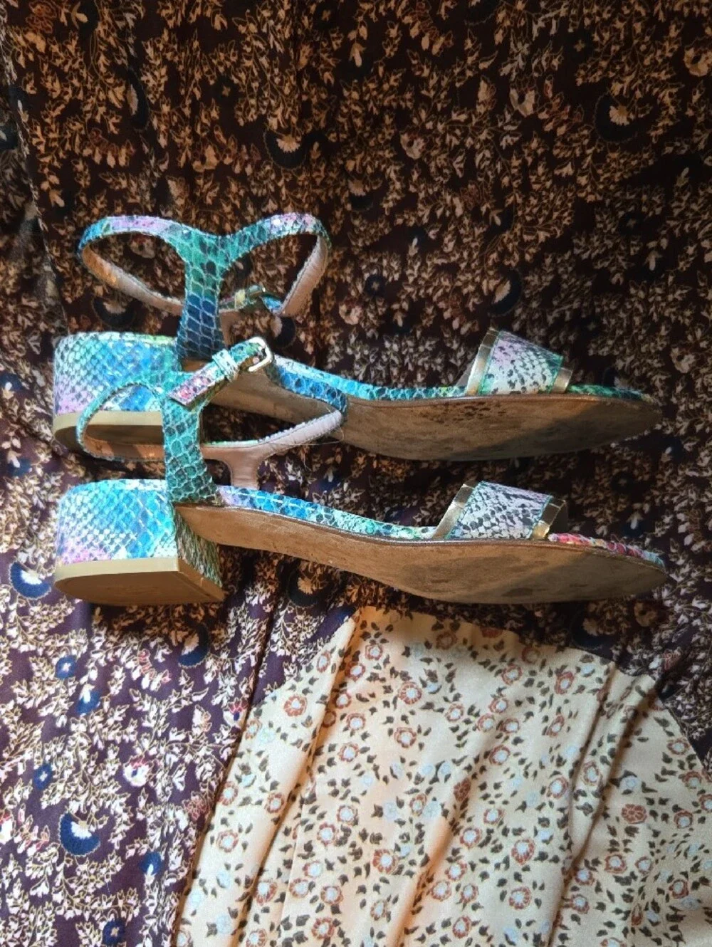 Stuart Weitzman Snake-Print Ankle-Strap Sandals